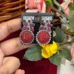 Carved Earrings – Red