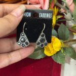 Daily Wear Brass Stone Earrings – Black