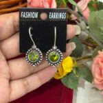 Daily Wear Brass Stone Earrings – Mehendi Green