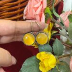 Daily Wear Brass Drop Earrings Round – Yellow