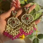 Yashi Kundan Earrings – Dark Pink