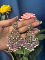 Niyati Lavender Kundan Chandbali Earrings - Image 2