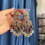 Shivi Kundan Earrings – Purple