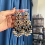 Shivi Kundan Earrings – Black