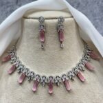 Monica Premium American Diamond Set – Light Pink