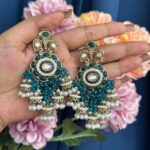 Purvi Premium Earrings – Teal Blue