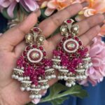 Purvi Premium Earrings – Dark Pink