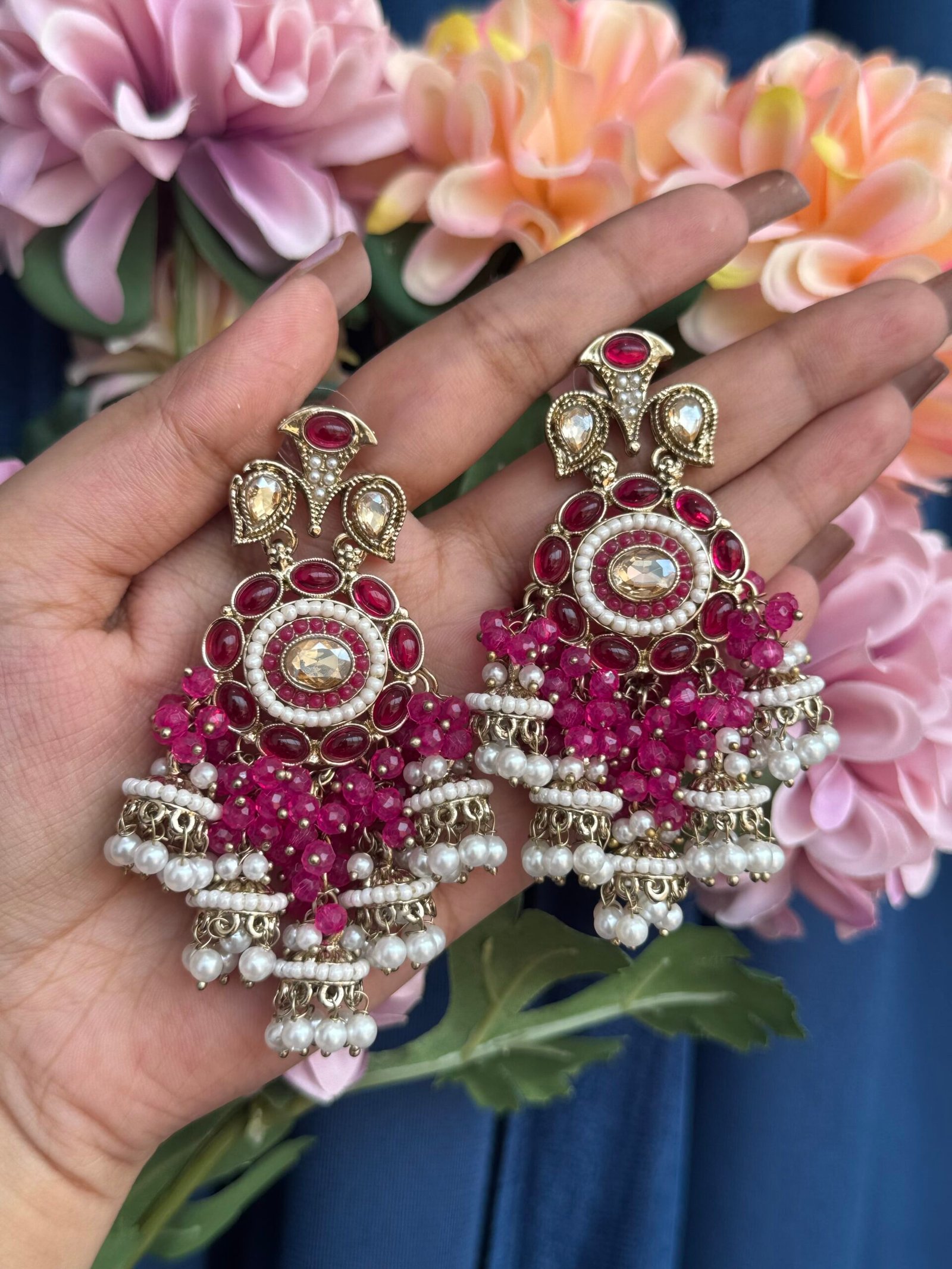 Photo-15-04-25-1-41-17-PM-scaled-1.jpg Purvi Premium Earrings – Dark Pink - Image 1