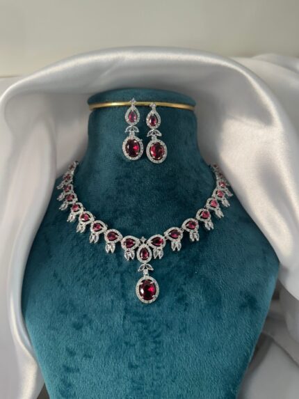 Humaira American Diamond Set – Red