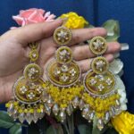 Yasmeen Premium Earrings With Mangtika – Yellow