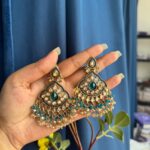 Usha Premium Earrings – Teal Blue