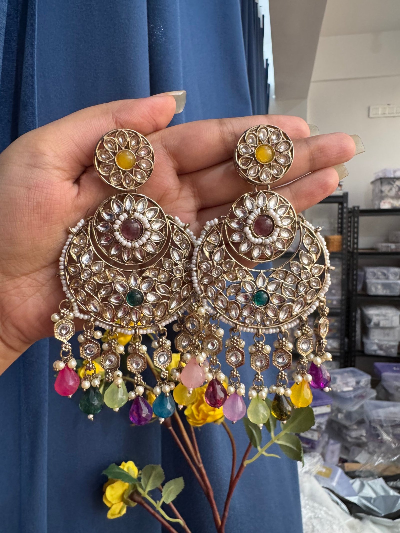 Photo-17-03-25-5-33-10-PM-scaled-1.jpg Nayantara Ethnic Earrings – Multi - Image 1