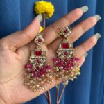Dharni Kundan Earrings – Dark Pink