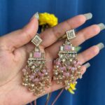 Dharni Kundan Earrings – Light Pink