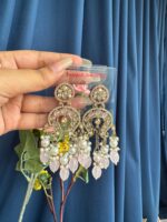 Apoorva Light Pink Lightweight Kundan Chandbali Earrings - Image 2
