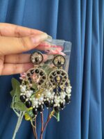 Apoorva Unique Lightweight Kundan Earrings – Black - Image 2