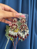 Apoorva Red Lightweight Kundan Chandbali Earrings - Image 2
