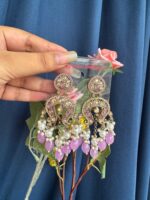 Apoorva Lavender Lightweight Kundan Chandbali Earrings - Image 2