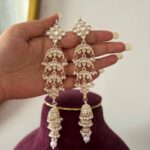 Dhriti Unique Long Golden Earrings With Kaan Chain