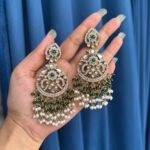 Yukti Crystal Earrings – Dark Green
