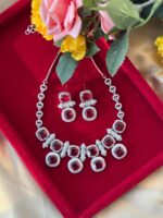 Heera Red American Diamond Necklace Set - Image 3