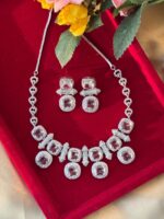 Heera White American Diamond Necklace Set - Image 3
