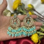 Shivangi Kundan Earrings – Light Blue