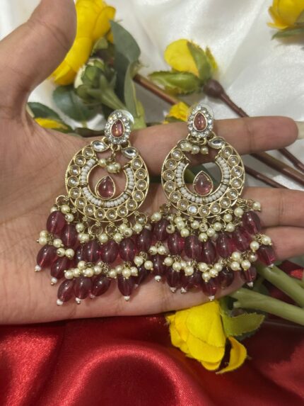 Shivangi Kundan Earrings – Wine