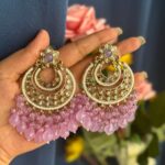 Anamika Kundan Chandbali Earrings – Lavender