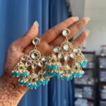 Rupali Kundan Earrings – Light Blue