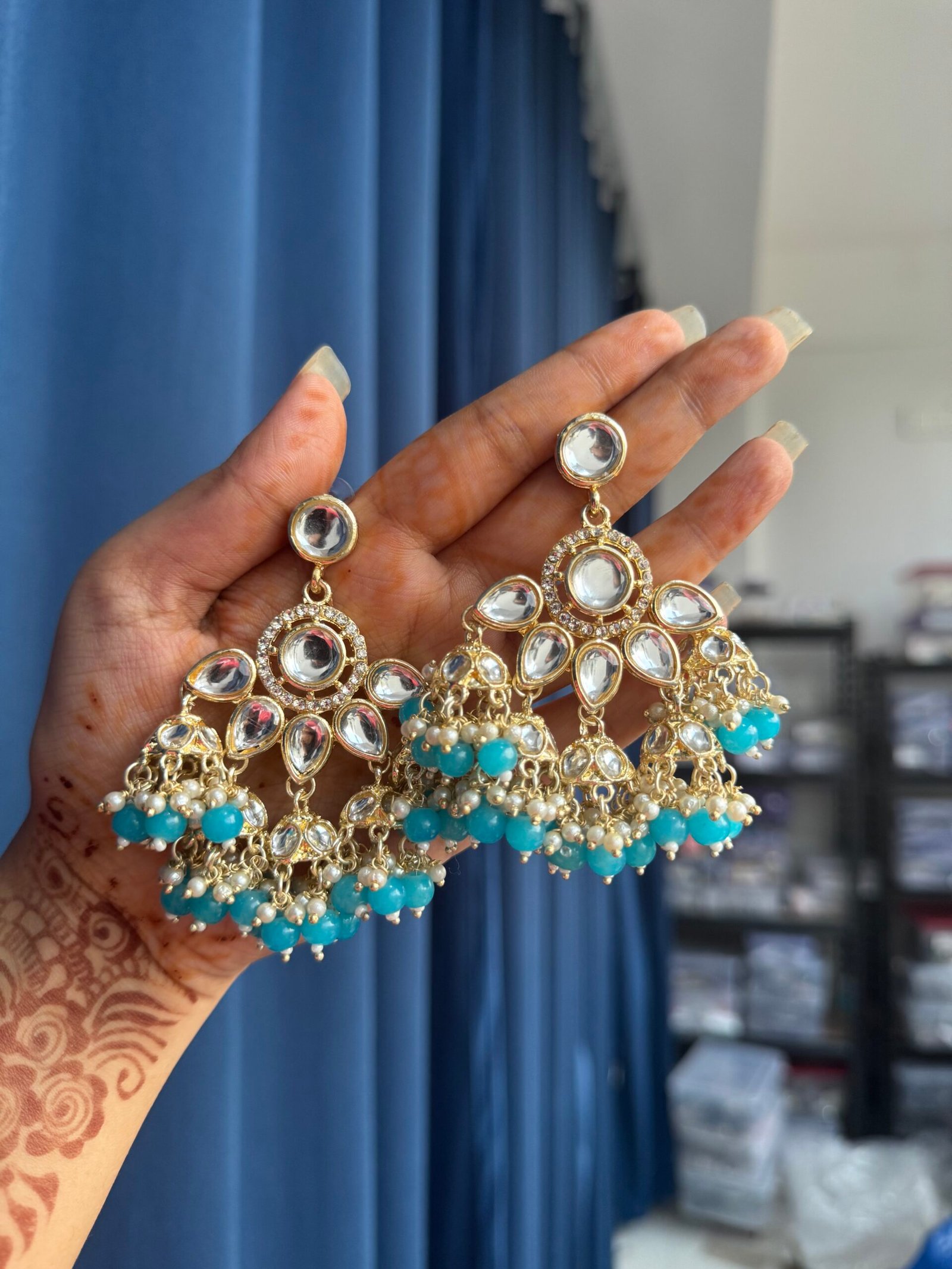 Photo-20-12-24-4-18-53-PM-scaled-1.jpg Rupali Kundan Earrings – Light Blue - Image 1