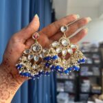 Rupali Kundan Earrings – Dark Blue