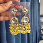 Manjot Lightweight Kundan Earrings – Yellow