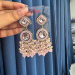 Manjot Lightweight Kundan Earrings – Light Pink