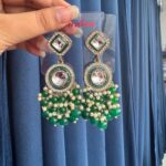 Manjot Lightweight Kundan Earrings – Dark Green