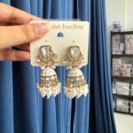 Shifa Meenakari Jhumka – White