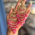 Teena Long Crystal Earrings – Dark Pink