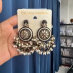 Zaara Kundan Chandbali Earrings – Black