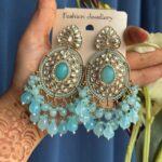 Keeva Kundan Earrings – Light Blue