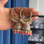 Lavanya kundan Bali Jhumka – Peach