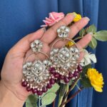 Chandbali Earrings – Dark Red