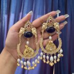 Aparna Brass Chandbali – Blue