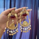 Aparna Brass Chandbali Earrings – Red