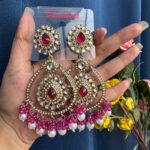 Kirti Premium Earrings – Dark Pink