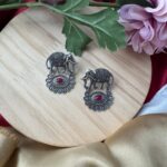 Haathi Stud Earrings- Ruby