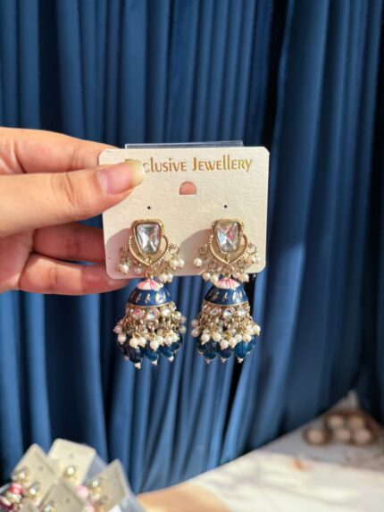 Shifa Meenakari Jhumka – Dark Blue