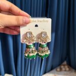 Shifa Meenakari Jhumka – Dark Green