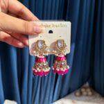 Shifa Meenakari Jhumka – Dark Pink