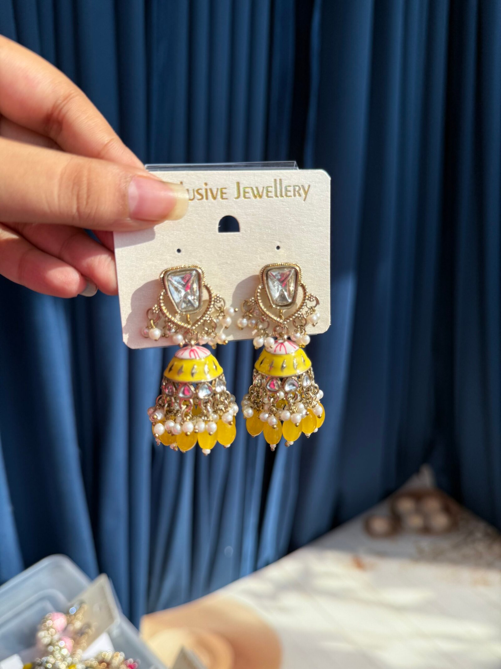 Photo-25-09-25-3-49-29-PM-scaled-1.jpg Shifa Meenakari Jhumka – Yellow - Image 1