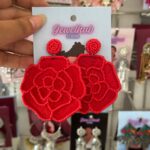 Handmade Red Rose Earrings